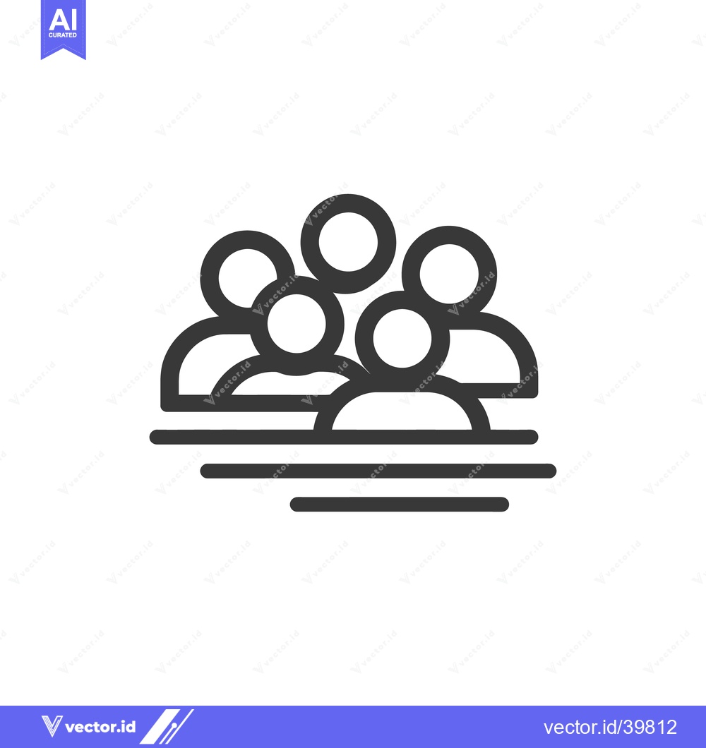 Premium Vector dari Minimalist Crowd Icon: Group of People with Horizontal Lines