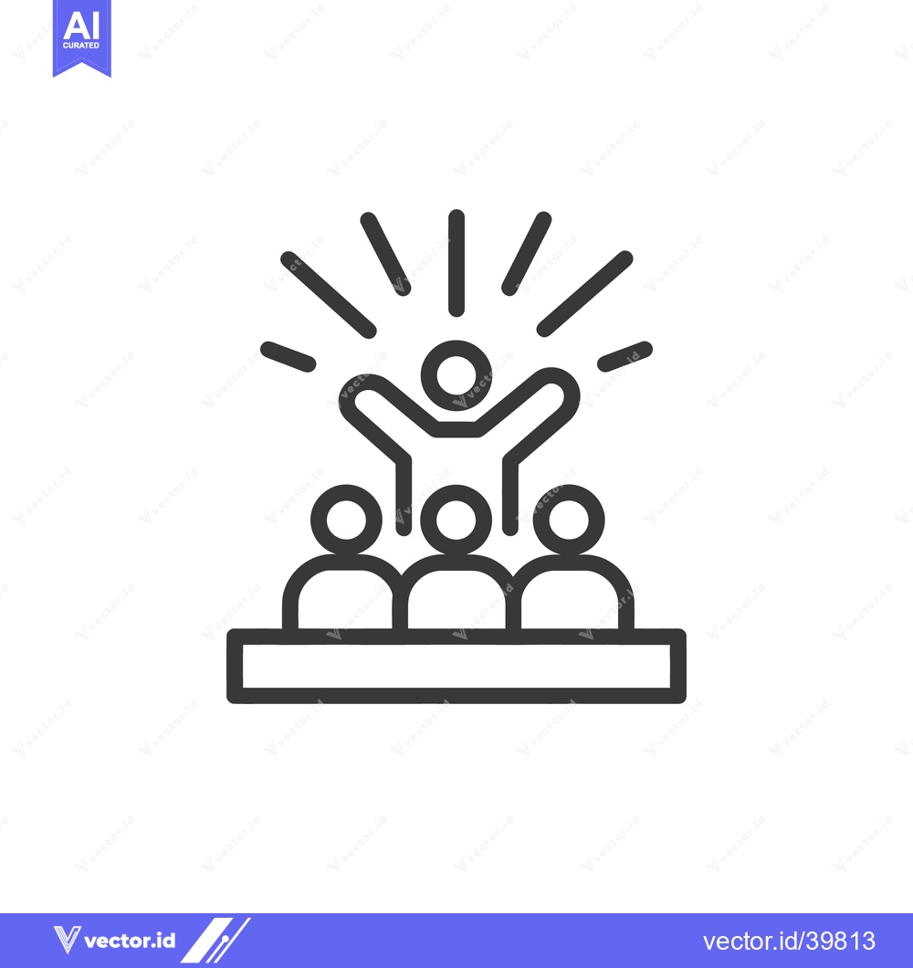 Premium Vector of Celebratory Speaker with Audience Icon in Black and White