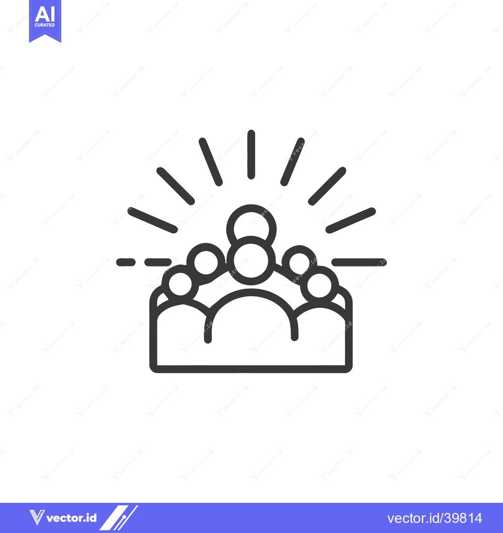 Premium Vector dari Teamwork Icon: Group of People with Leader and Rays