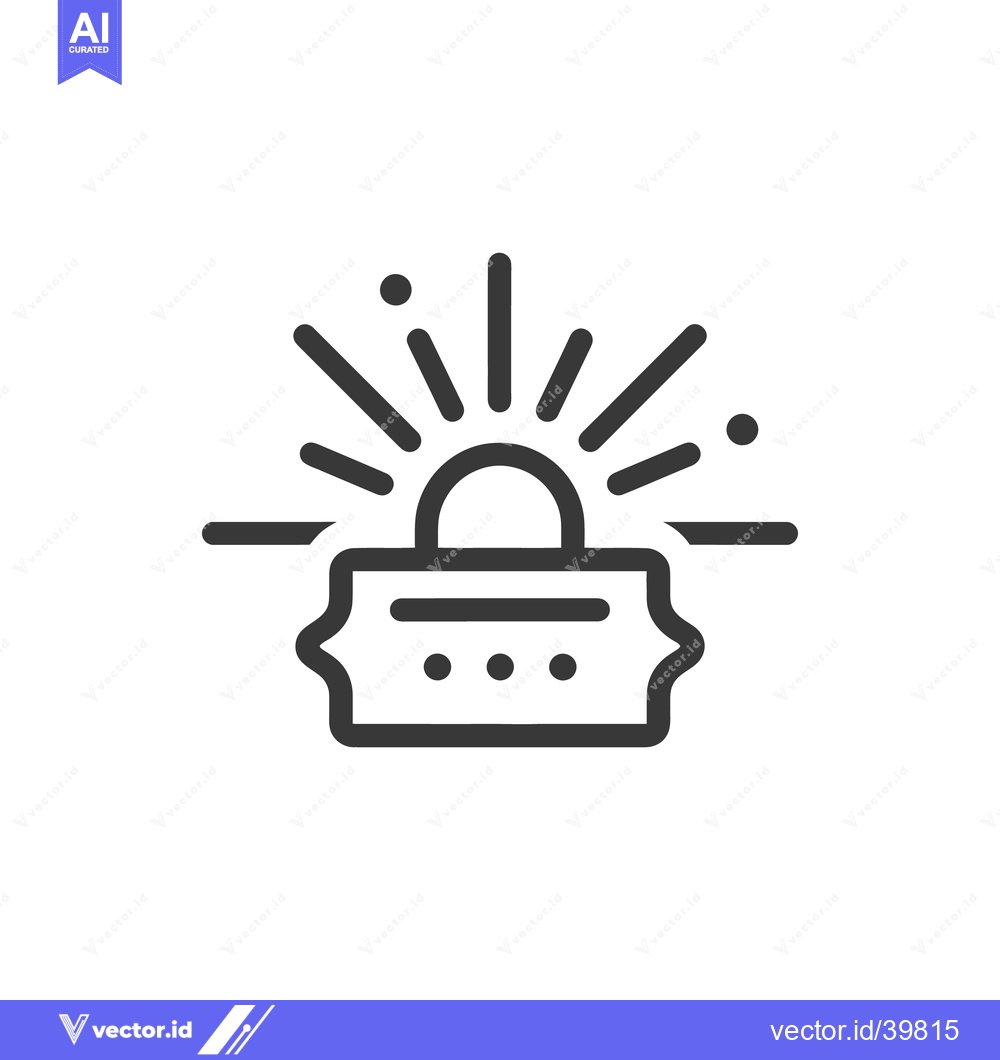 Premium Vector of Sunrise Ticket Icon: Minimalist Design with Rays and Dots