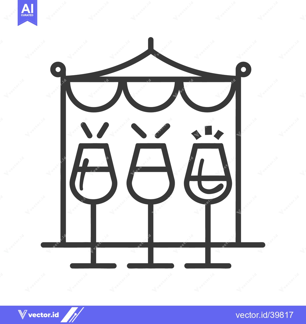 Premium Vector of Three wine glasses under a decorative archway are displayed together