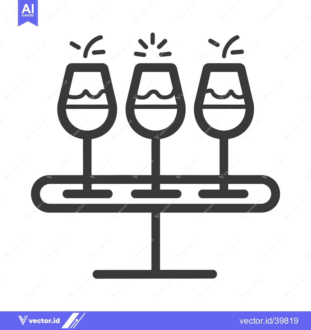 Premium Vector dari Three stemmed wine glasses with sparkling liquid on a table