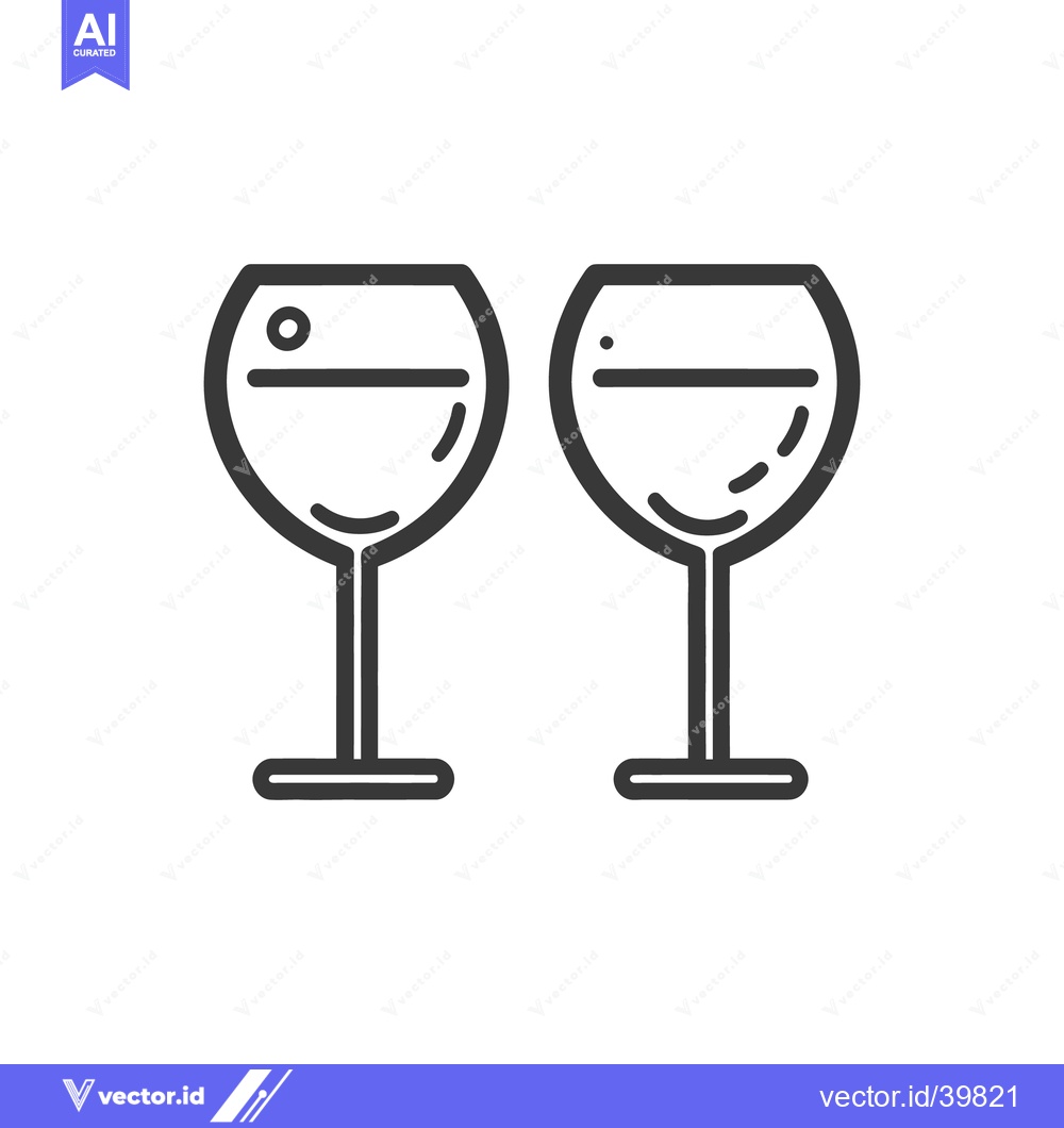 Premium Vector dari Two stylized wine glasses with simple shapes and designs