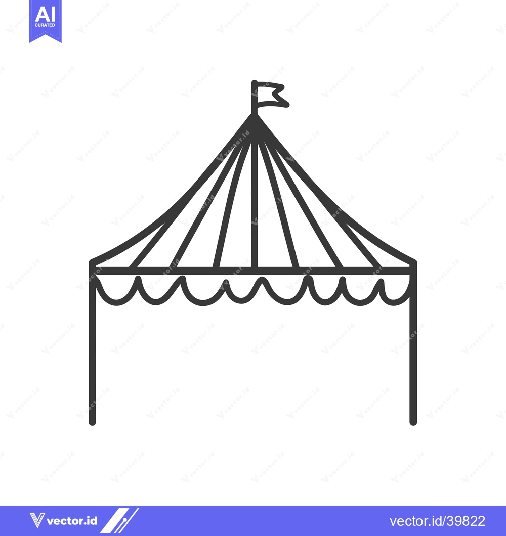 Premium Vector dari A simple black line illustration of a festive circus tent