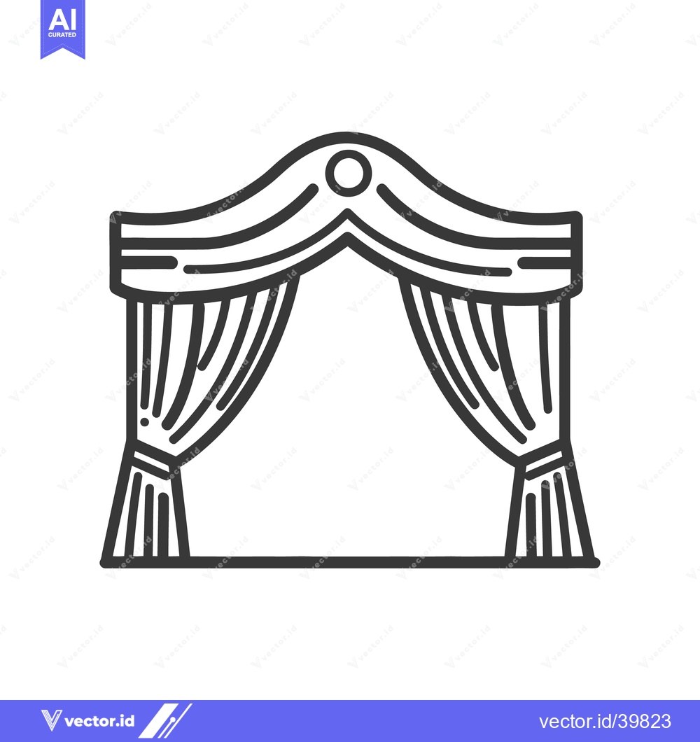 Premium Vector of An illustrated stage curtain with decorative hanging drapes is shown