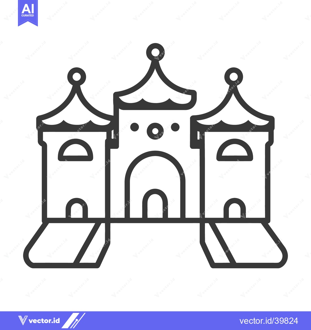 Premium Vector dari Simple illustration of a castle featuring towers and entrances