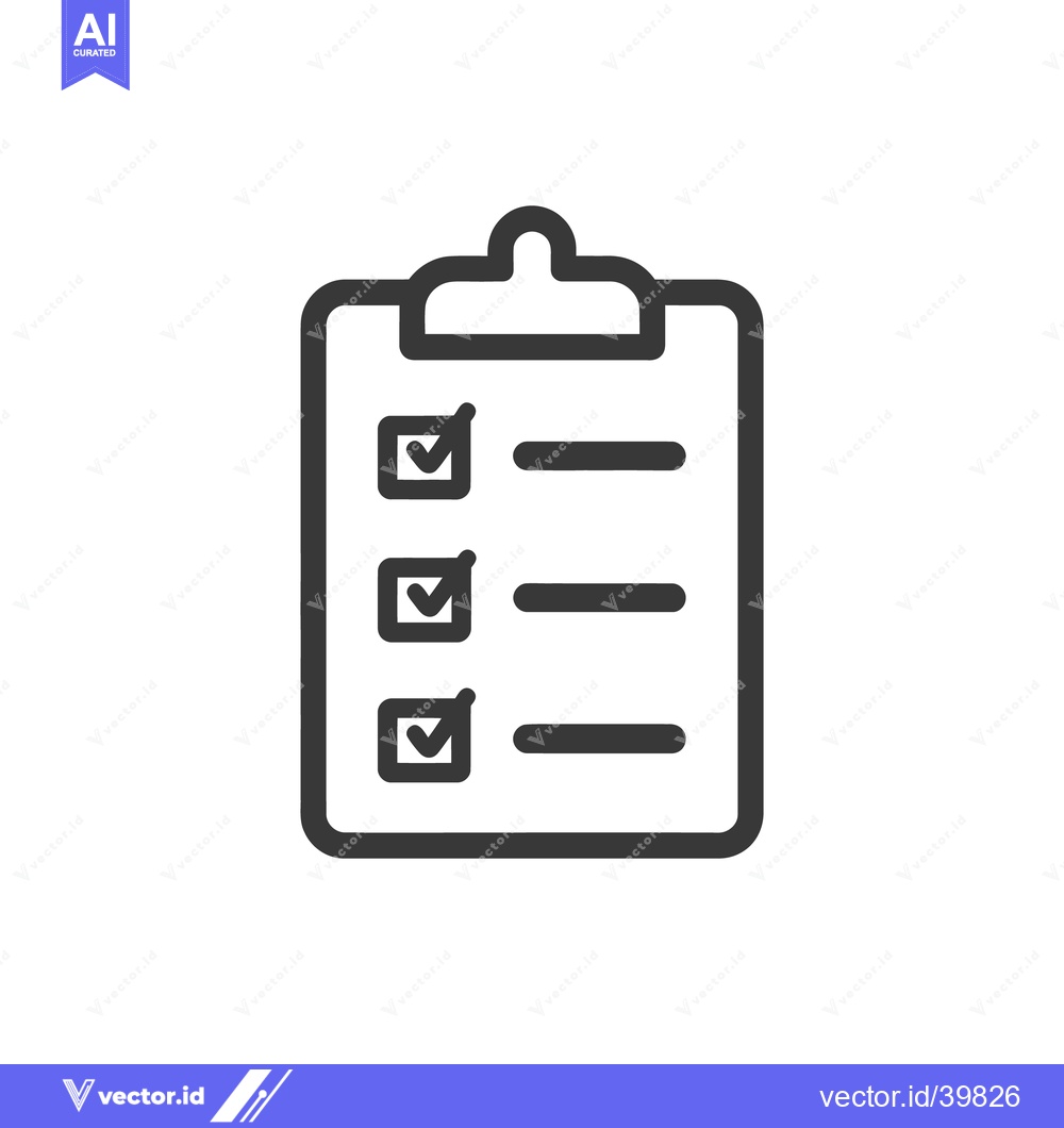 Premium Vector of Completed Checklist on Clipboard Icon, Task Management, Dark Gray on W