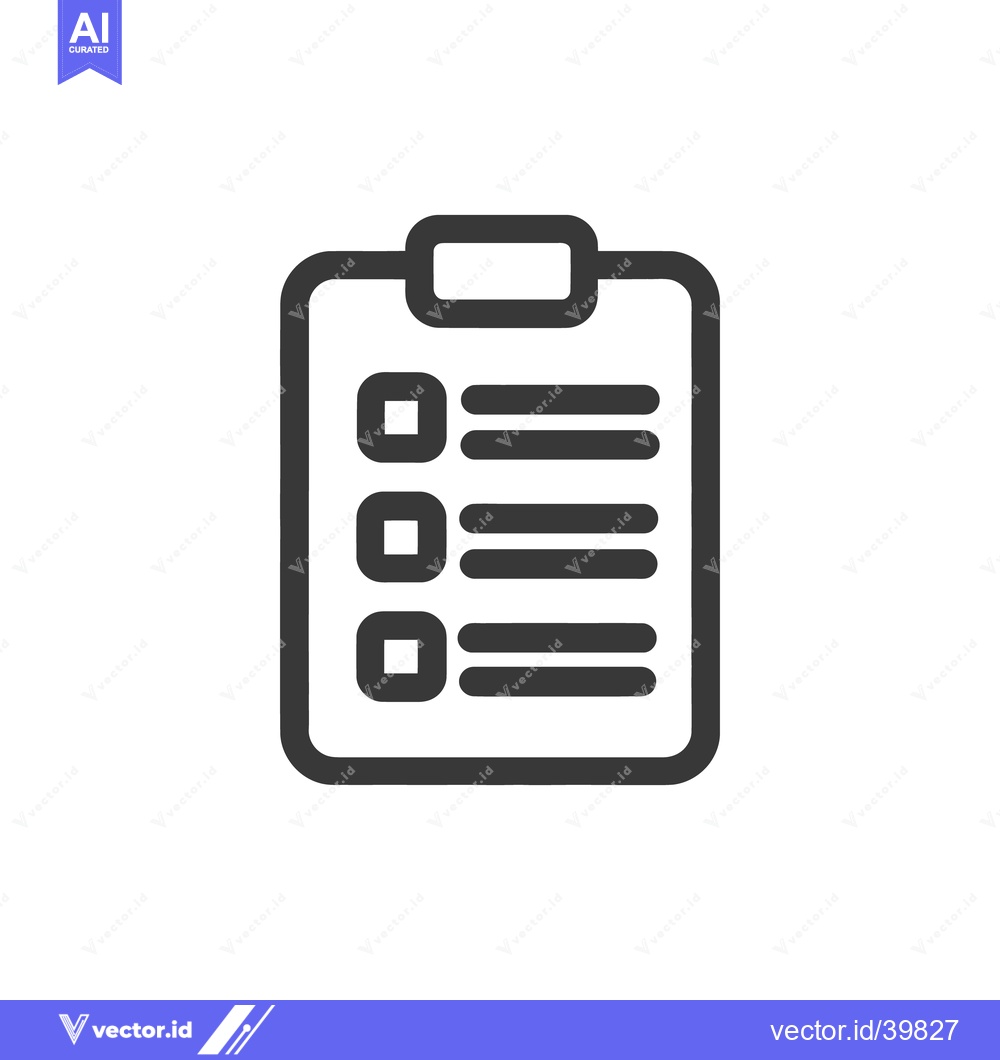 Premium Vector of Minimalist Checklist Icon: Dark Gray Clipboard with Square Checkboxes