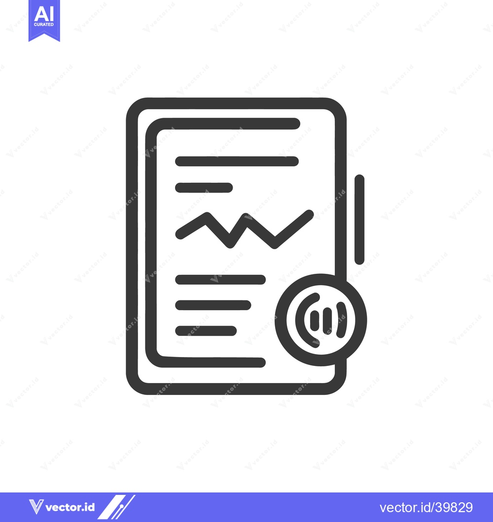 Premium Vector dari Financial Report Icon with Graph and Data Analysis Symbol in Outline S