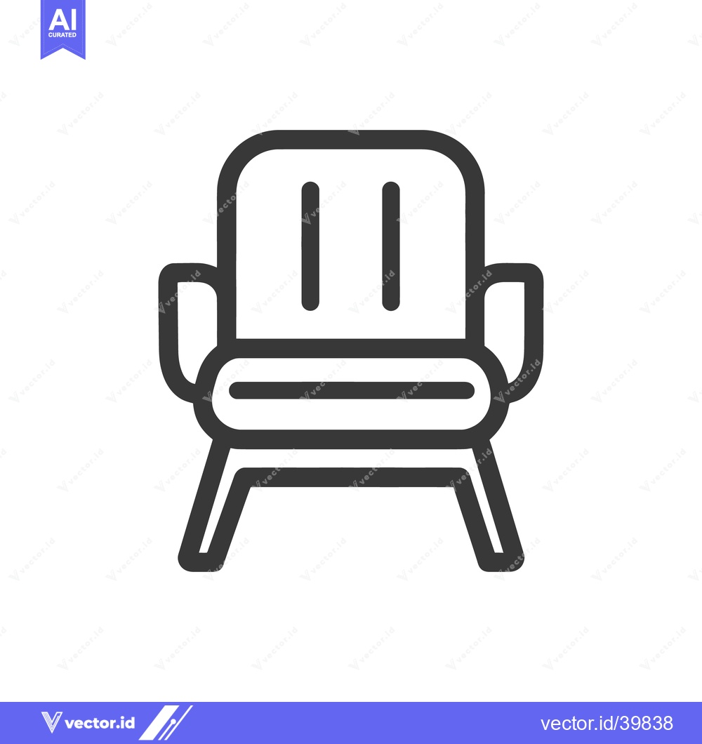 Premium Vector dari Minimalist Armchair Icon: Bold Outline Design on White Background