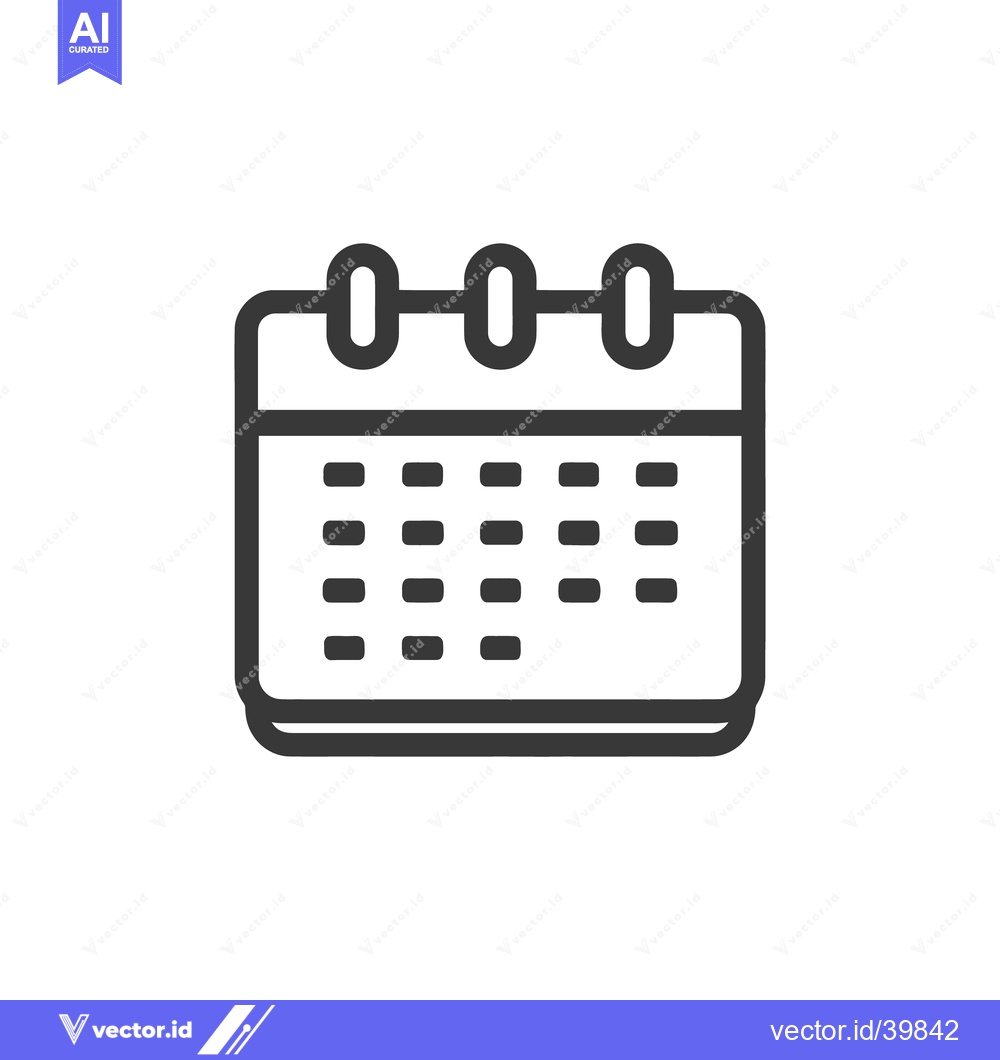 Premium Vector of Minimalist Calendar Icon with Rounded Edges on White Background