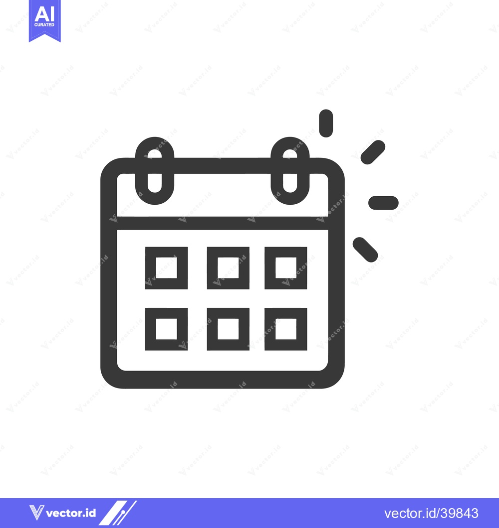 Premium Vector dari Minimalist Calendar Icon with Highlight, Dark Gray on White Background