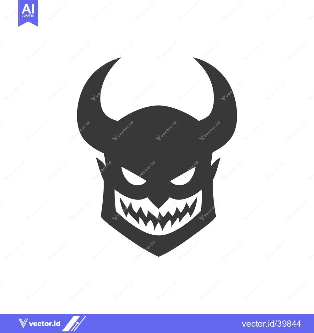 Premium Vector dari A stylized minimalist illustration of a horned demonic creature