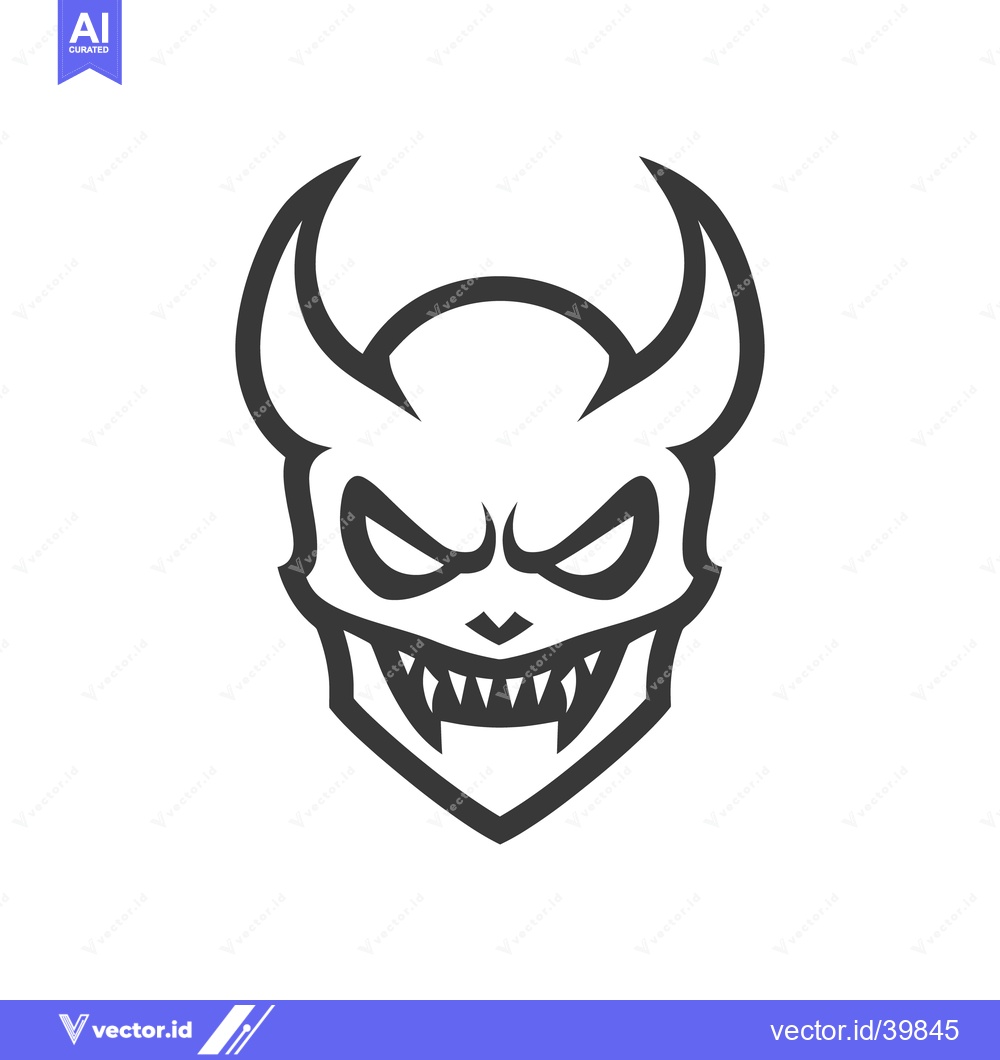 Premium Vector of A minimalist illustration of a stylized demonic horned face