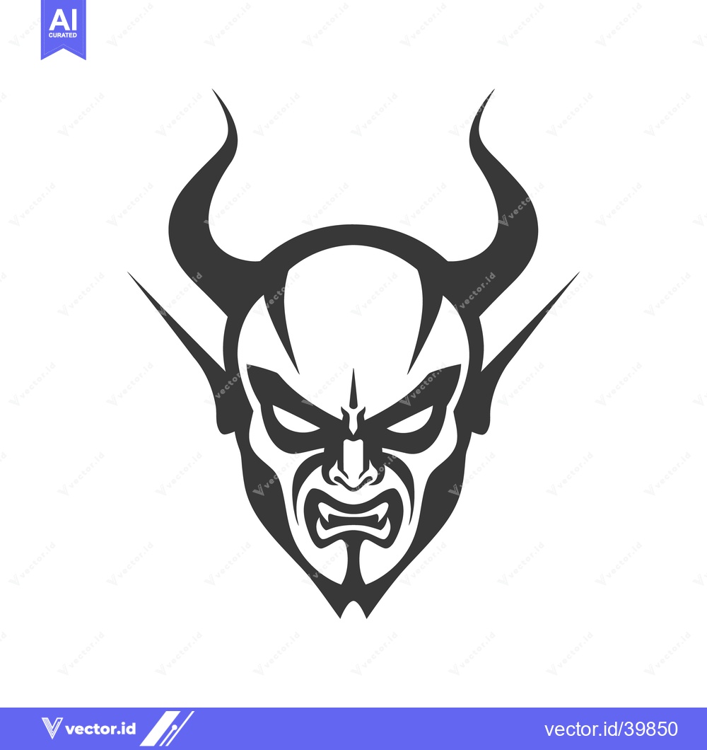 Premium Vector of A stylized dark figure with curved horns and sharp features