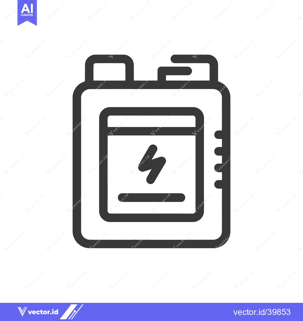 Premium Vector of Battery Icon with Lightning Bolt, Minimalist Design, Dark Gray Outline