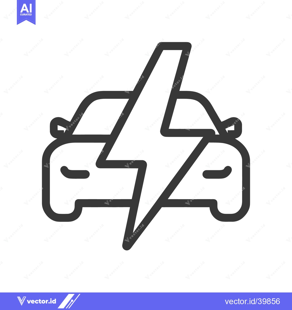 Premium Vector of Electric Car Charging Icon: Modern Vehicle with Lightning Bolt Symbol
