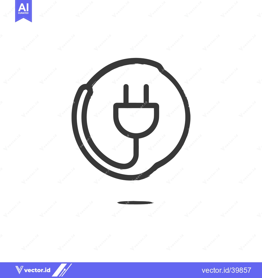 Premium Vector dari Electric Plug Icon in Brush Stroke Circle, Energy Symbol
