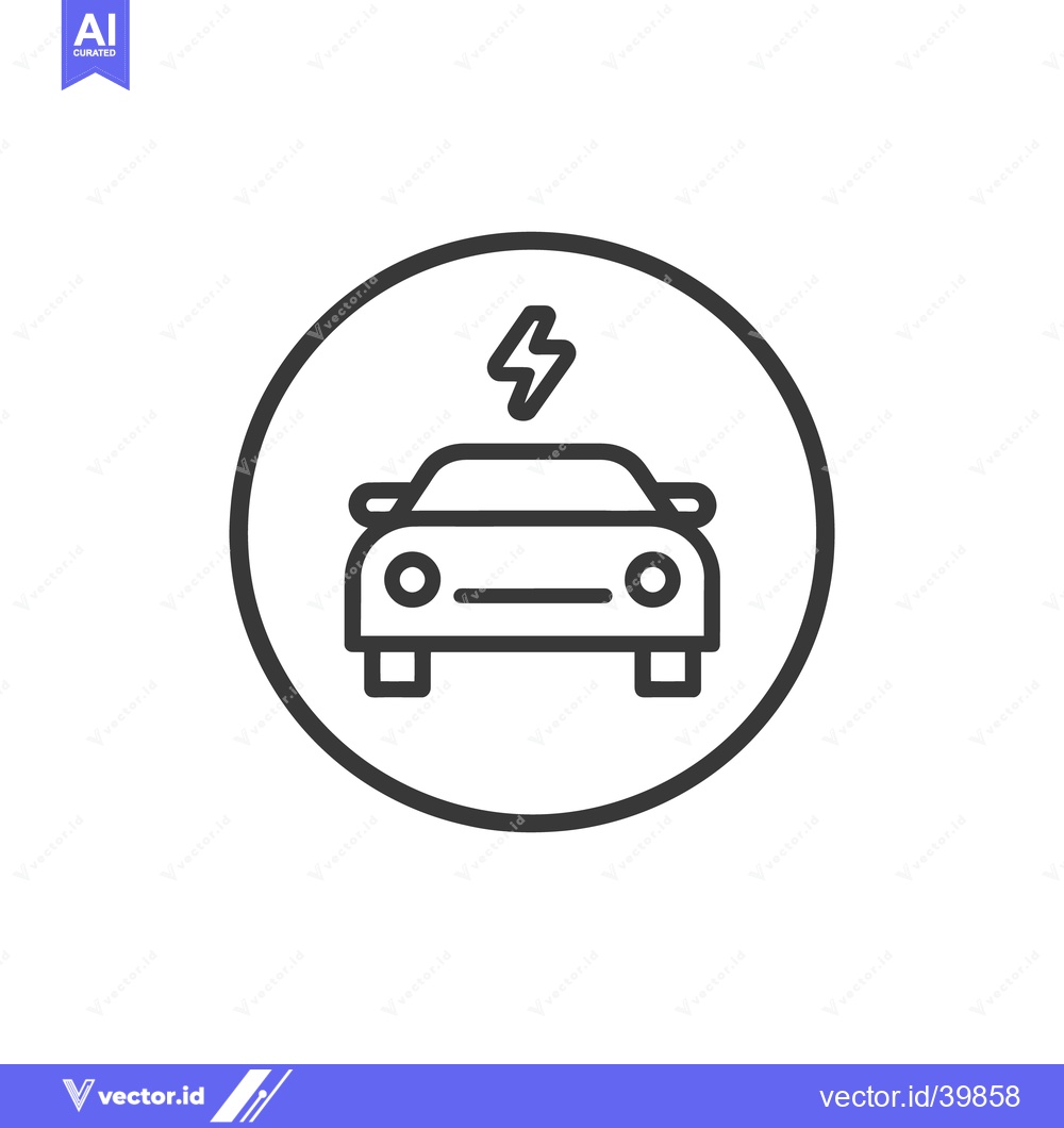 Premium Vector dari Electric Car Icon: Modern Line Art Symbolizing Sustainable Transportat