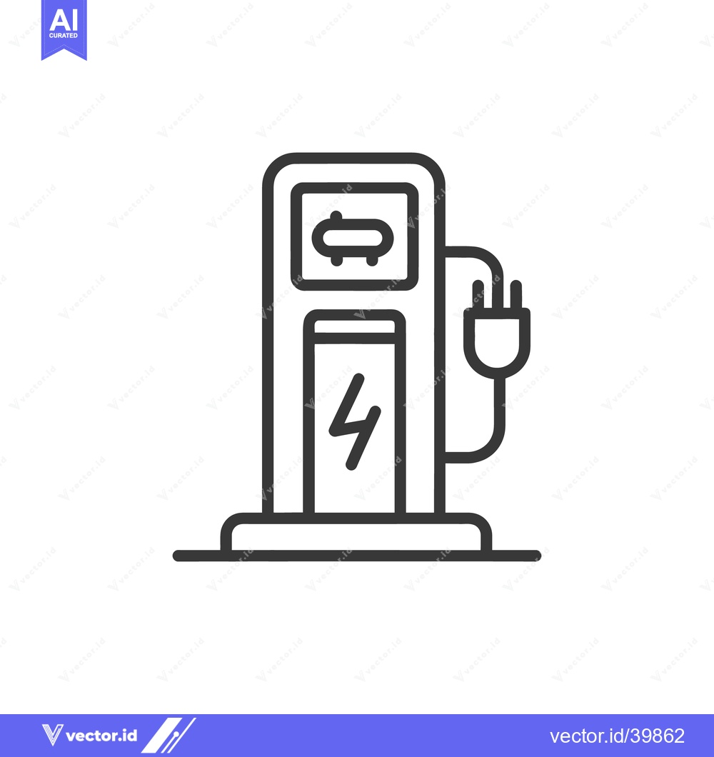 Premium Vector of Electric Vehicle Charging Station Icon, Sustainable Energy, Modern Des