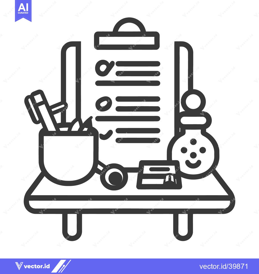 Premium Vector dari A grayscale line art illustration depicting an office workstation