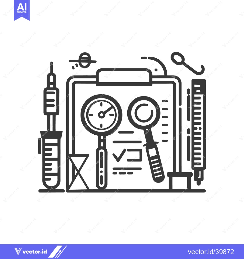 Premium Vector of A detailed black and white illustration of lab tools