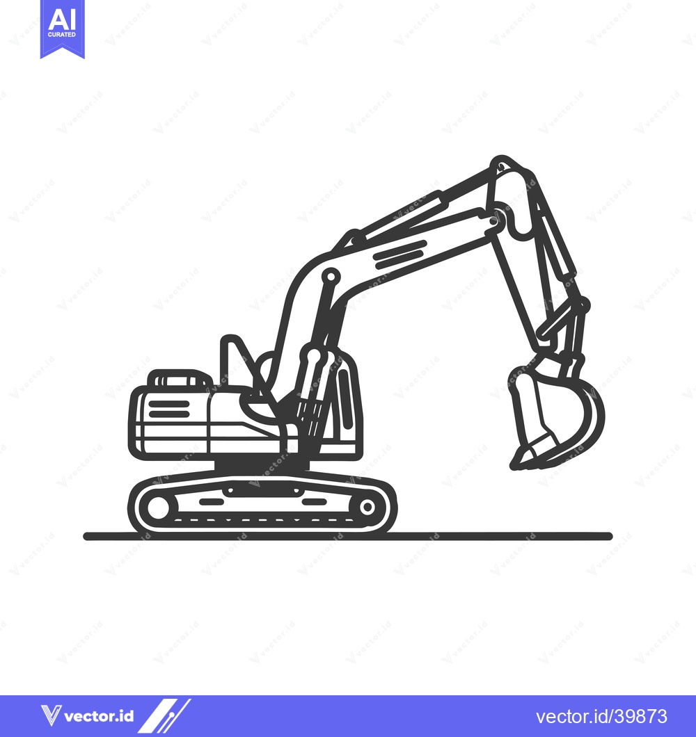 Premium Vector dari Excavator Machine with Extended Arm and Bucket