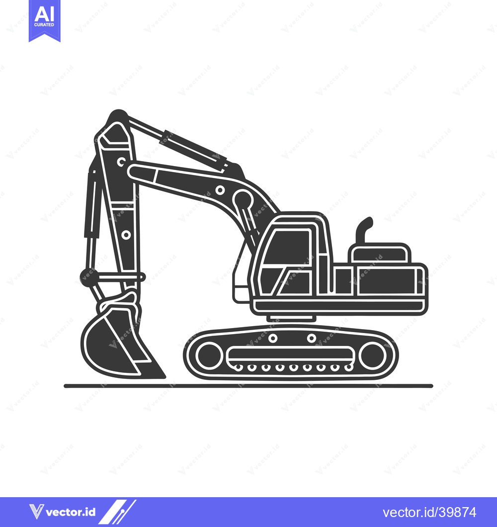 Premium Vector dari Excavator with a Bucket  for Construction and Earthmoving