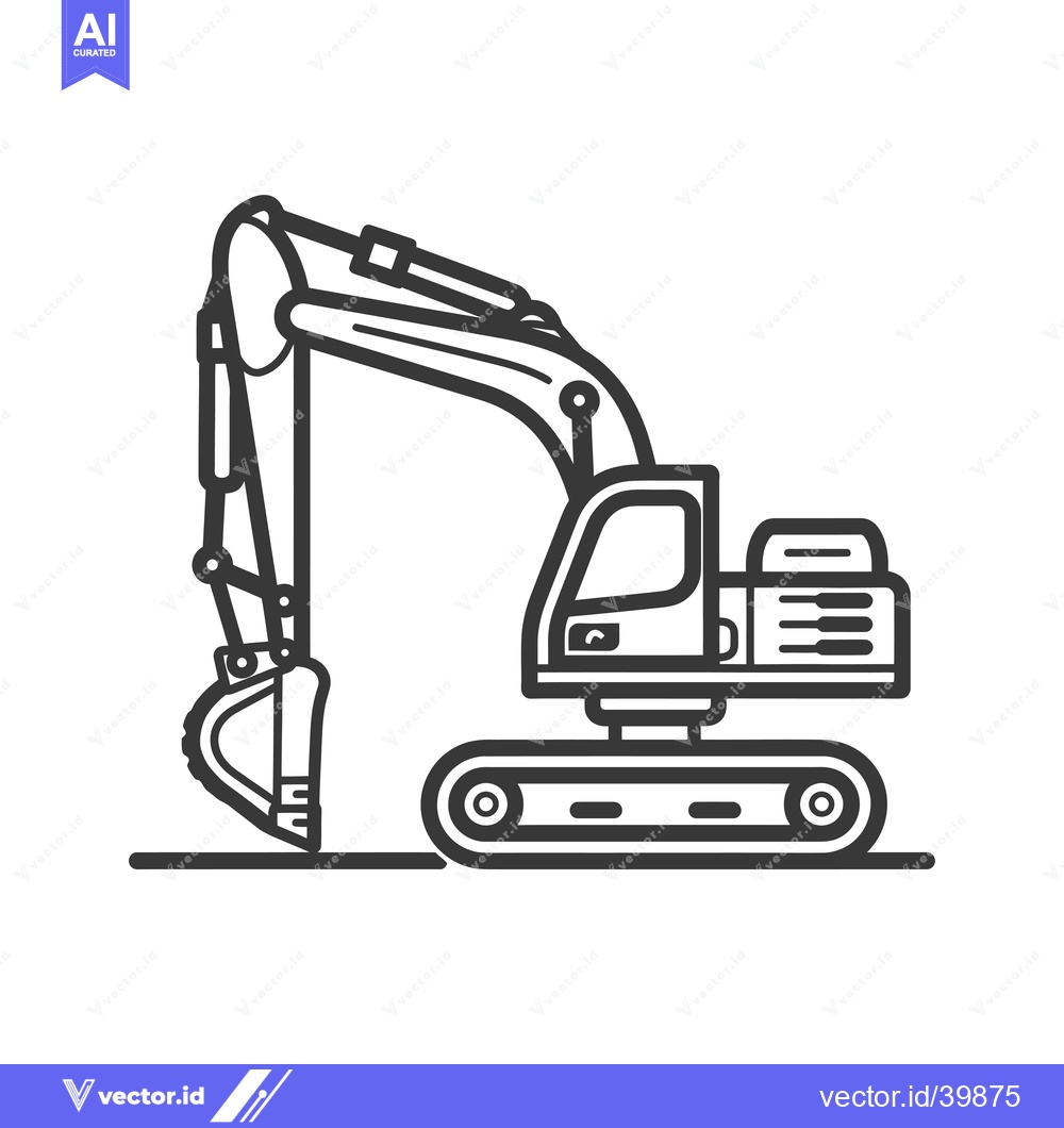 Premium Vector dari Excavator with a raised arm and bucket