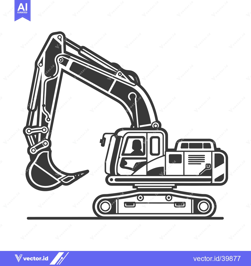 Premium Vector dari Excavator with Clawed Arm and Track Wheels
