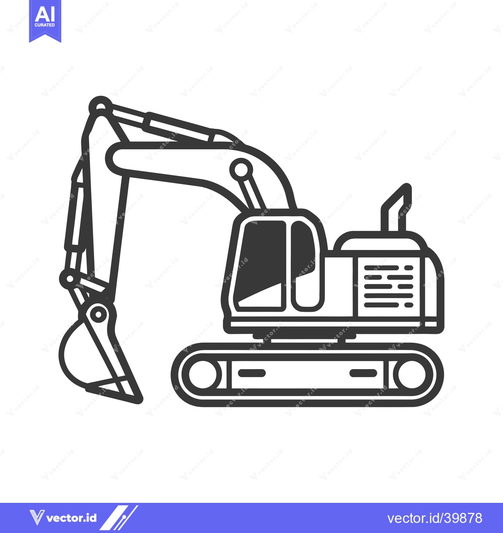 Premium Vector of Excavator with extended arm and bucket