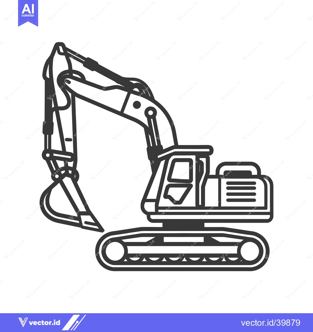 Premium Vector of Excavator with Extended Arm and Bucket