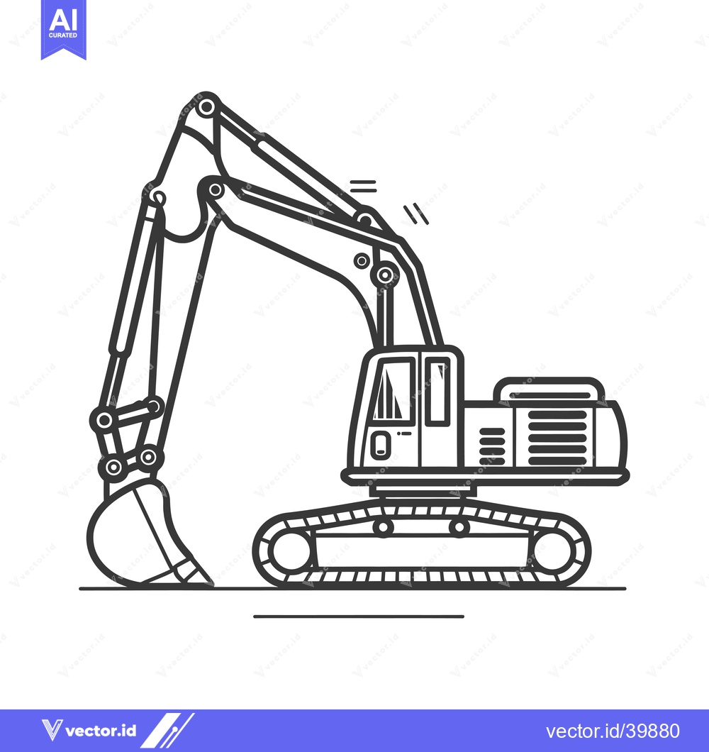 Premium Vector dari Excavator with Extended Arm and Bucket