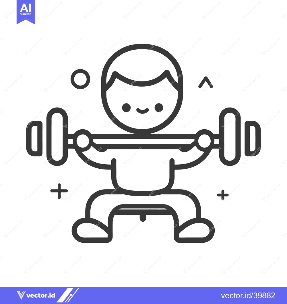 Premium Vector dari Cartoon depiction of a person lifting weights during a workout session