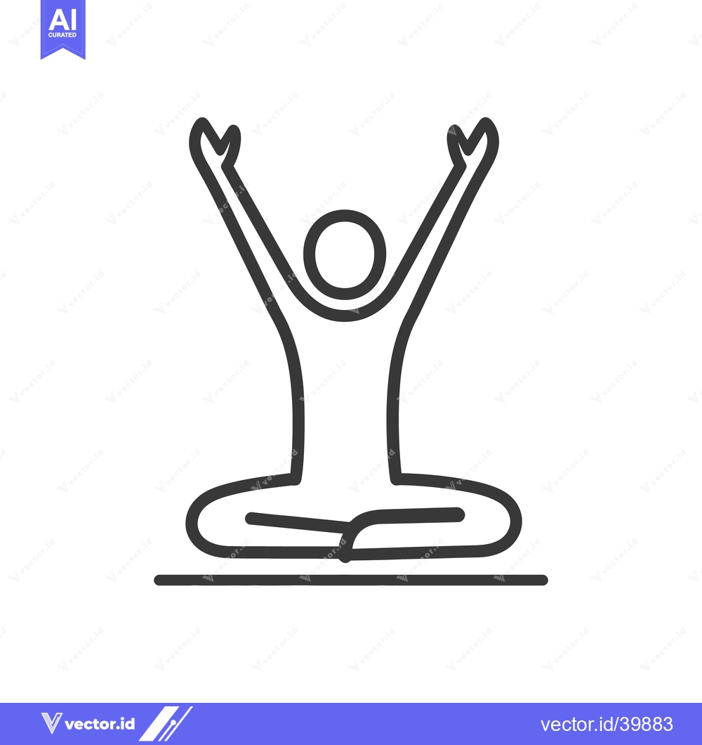 Premium Vector dari Simple outline drawing of a person practicing yoga and meditating