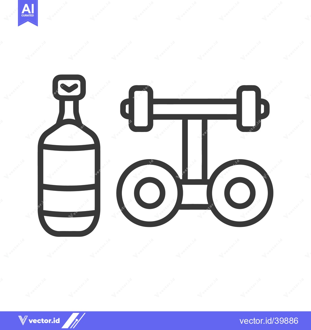Premium Vector dari A bottle and a weightlifting exercise machine are represented
