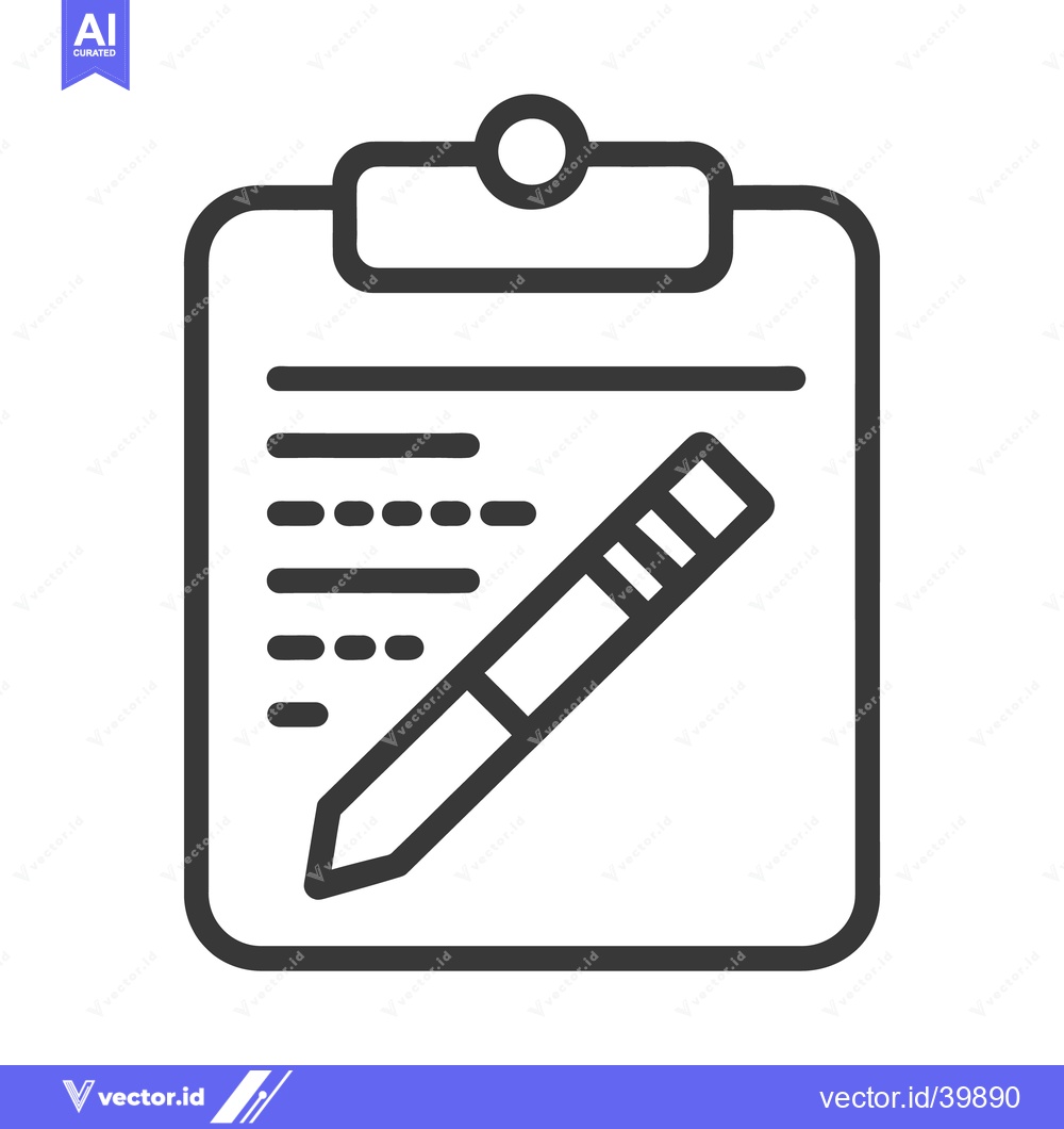 Premium Vector dari Black outlined clipboard and pen ready for recording and writing detai