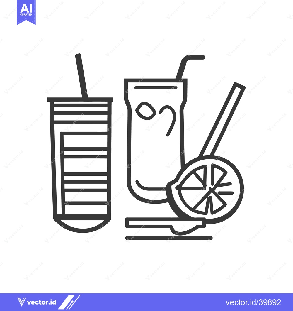 Premium Vector dari A simple line drawing depicting cool beverages and citrus