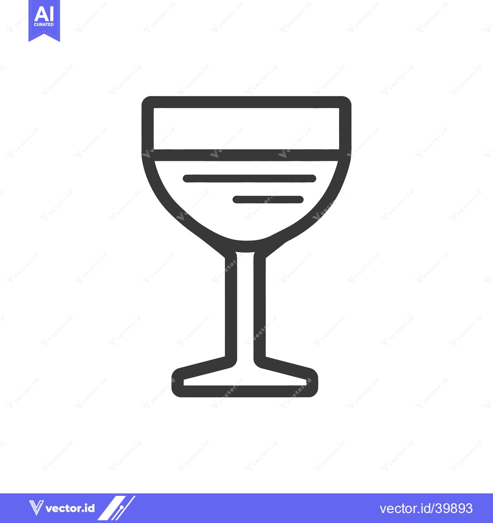 Premium Vector dari A simple line drawing shows a wine glass with a beverage
