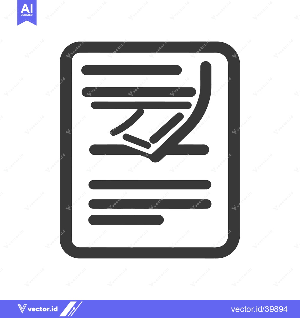 Premium Vector dari An outlined document page with curled corner and text lines