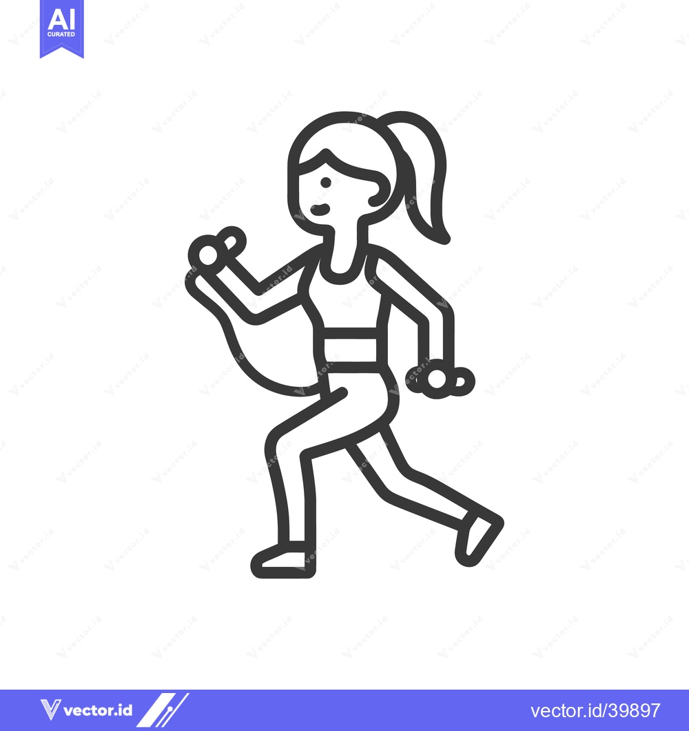 Premium Vector dari Woman Exercising with Dumbbells: Minimalist Line Art Illustration