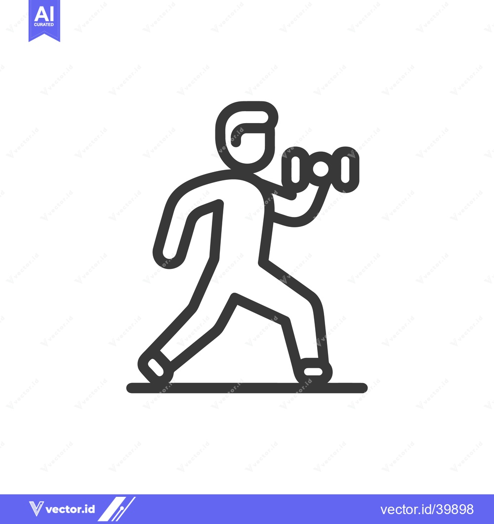 Premium Vector dari Minimalist Icon: Man Lifting Dumbbell in Fitness Exercise Outline