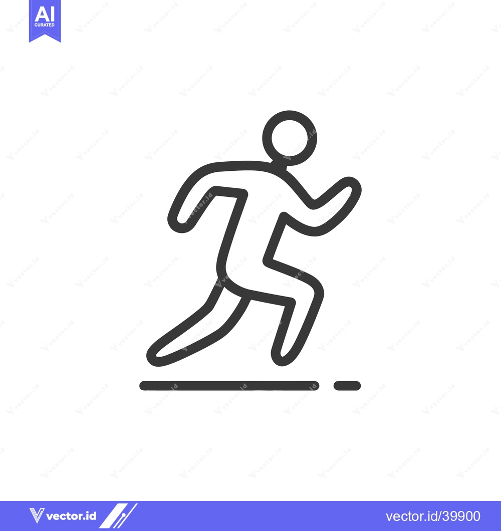 Premium Vector dari Minimalist Runner Icon: Dynamic Motion, Bold Outline, White Background