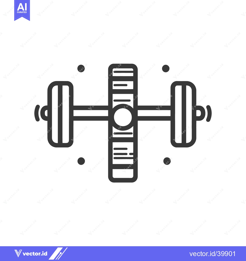 Premium Vector dari A graphic black barbell illustration on a white background is shown