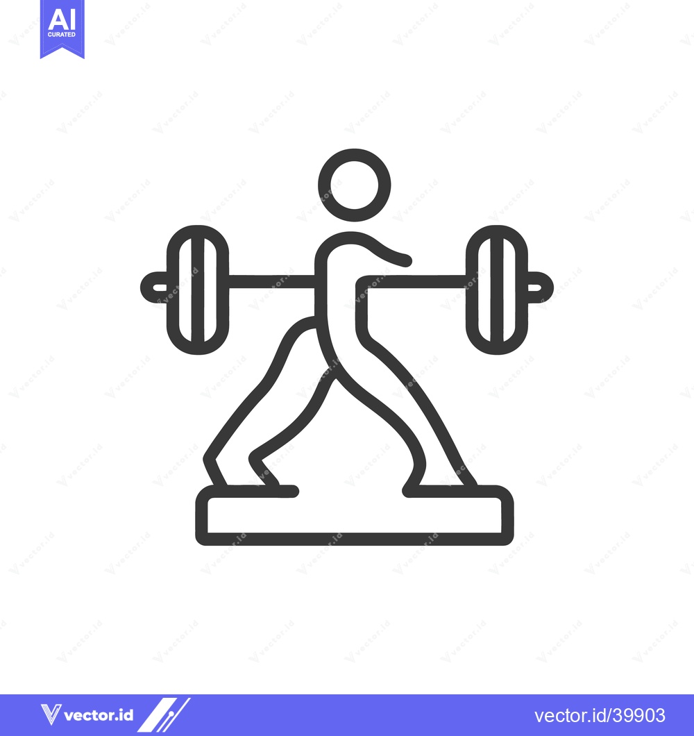 Premium Vector of Simple outlined figure performing a weightlifting exercise on a platfo