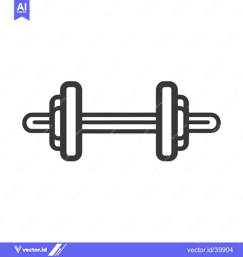 Premium Vector dari A simple black line drawing of a standard dumbbell