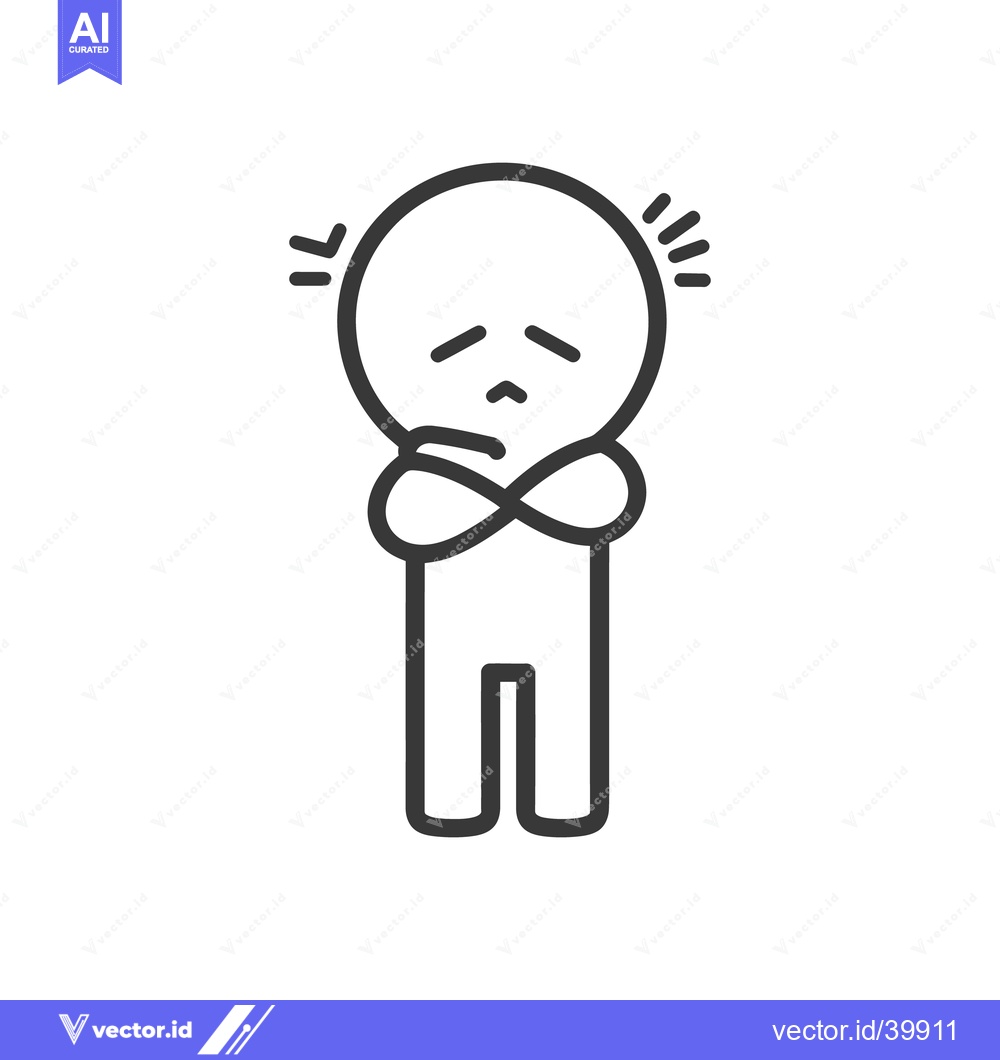 Premium Vector of A simple line drawing showing a person with worried expression