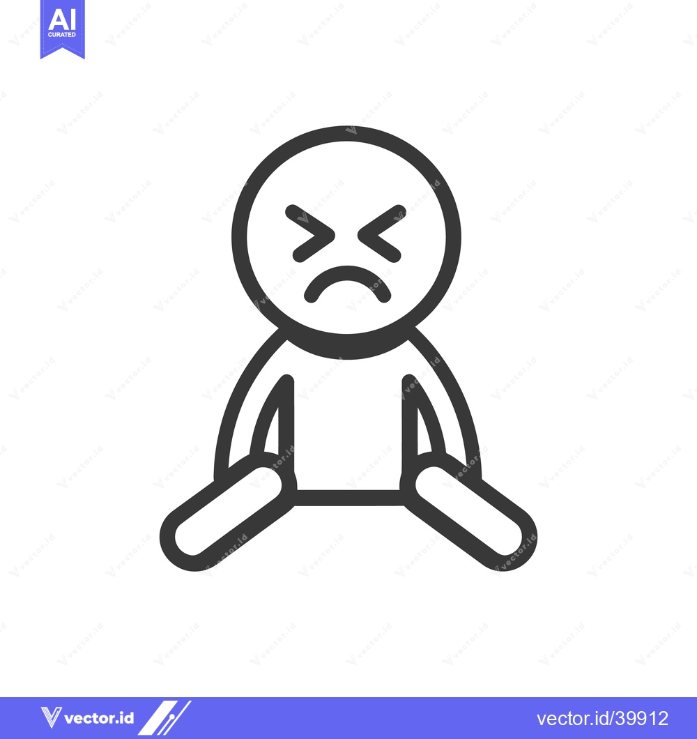 Premium Vector dari A simple graphic represents unhappiness and sitting posture of the per