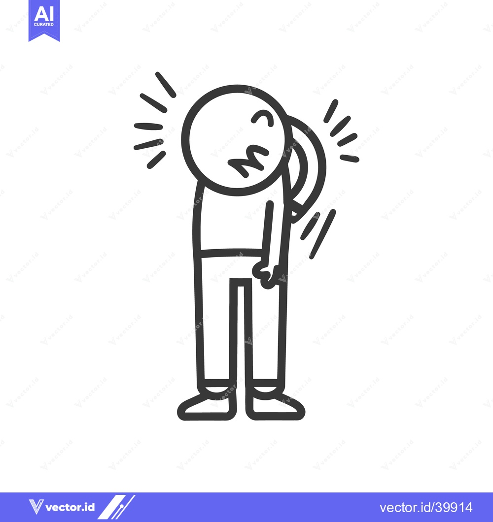 Premium Vector of A cartoon figure experiencing pain clutching his head and neck