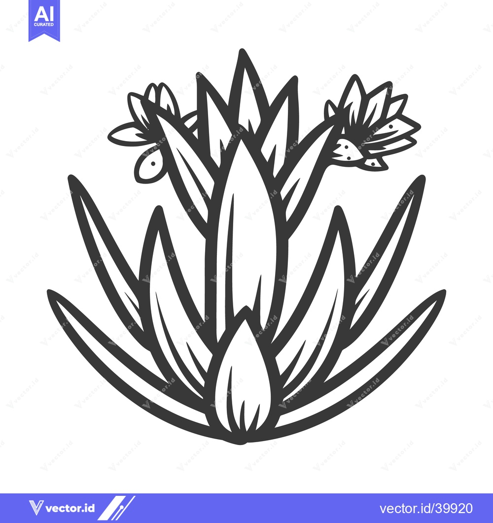 Premium Vector dari A black and white illustration of a stylized floral plant